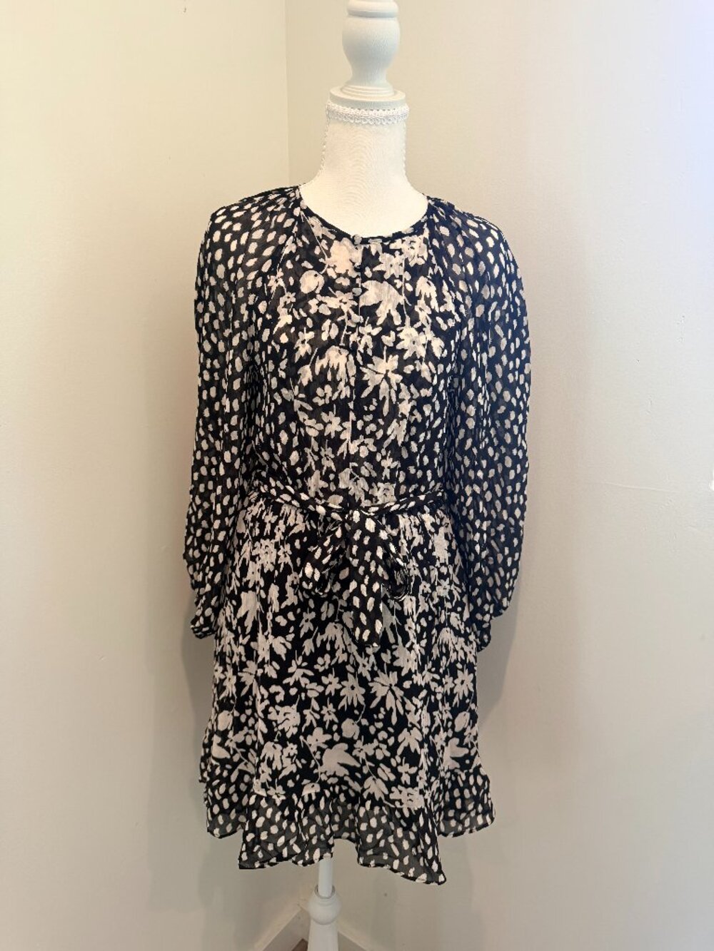 ba&sh Fiona Belted Ruffle Mini Dress Size XSโ